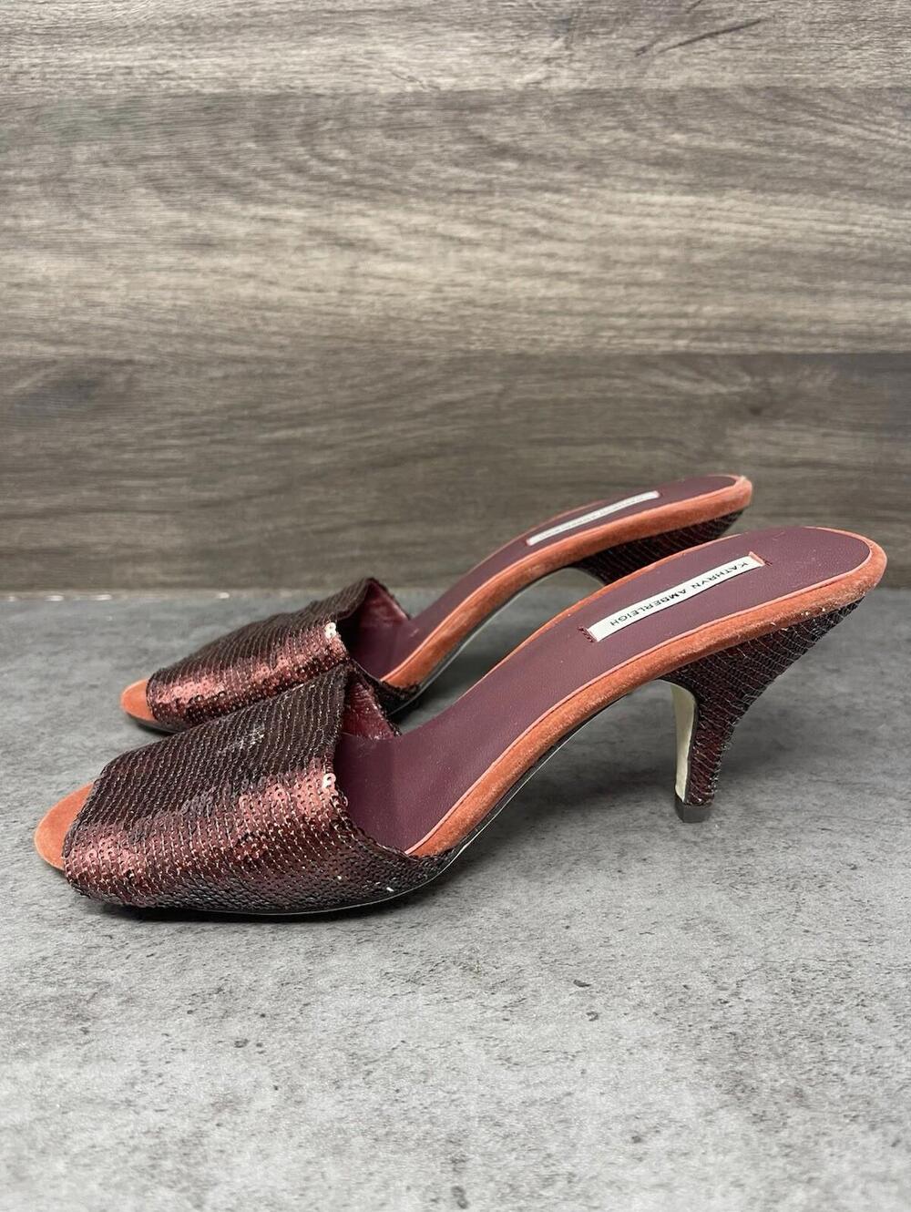 Kathryn Amberleigh Sequined Heel Mules Womens Size 8.5 Red Heels